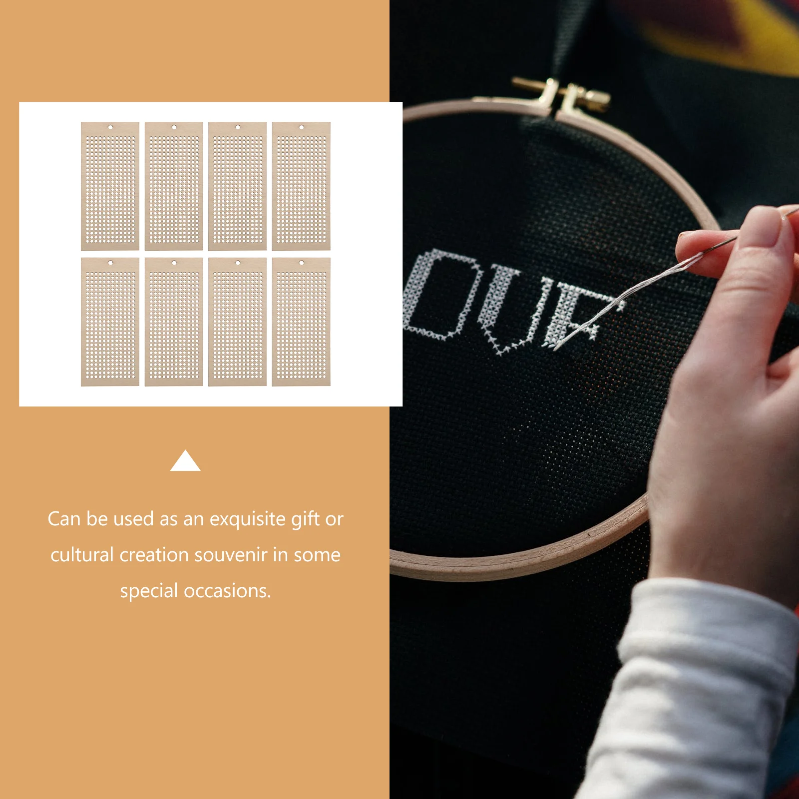 8 Pcs Wooden Embroidered Bookmark DIY Bookmarks Cross Stitch Student's Tools Embroidery