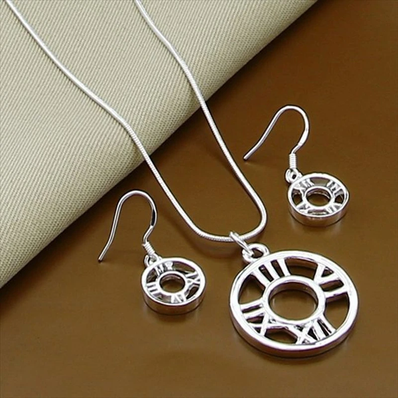 925 Sterling Silver Love Shape Necklace Ring & Ear Stud Set