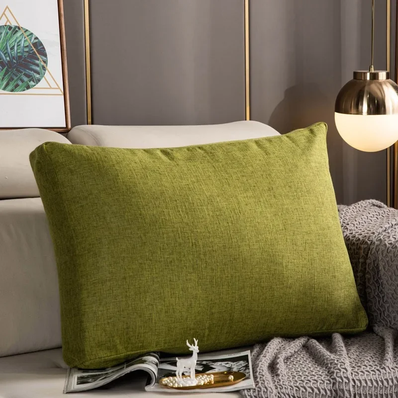 

Pillow Case Gray Blue Thick Back Cushion Cover Living Washable Cases Sofa Linen Pillow Room Including pillow core