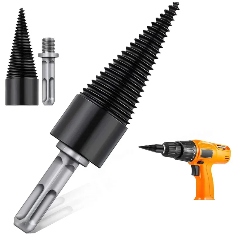 32mm Firewood Splitter Woodworking Fast Wood Splitting Artifact Black Drill Bit Wood Split Cone Drill Bit Tool Hex Shank