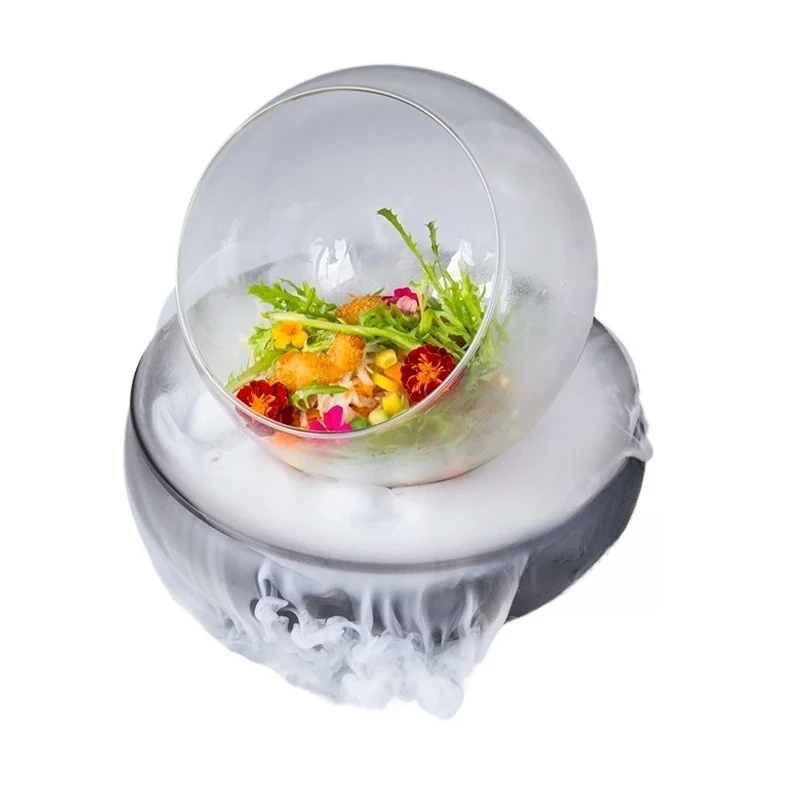 Creative oblique bowl glass bowl cold food plate dry ice mood glass tableware cookware