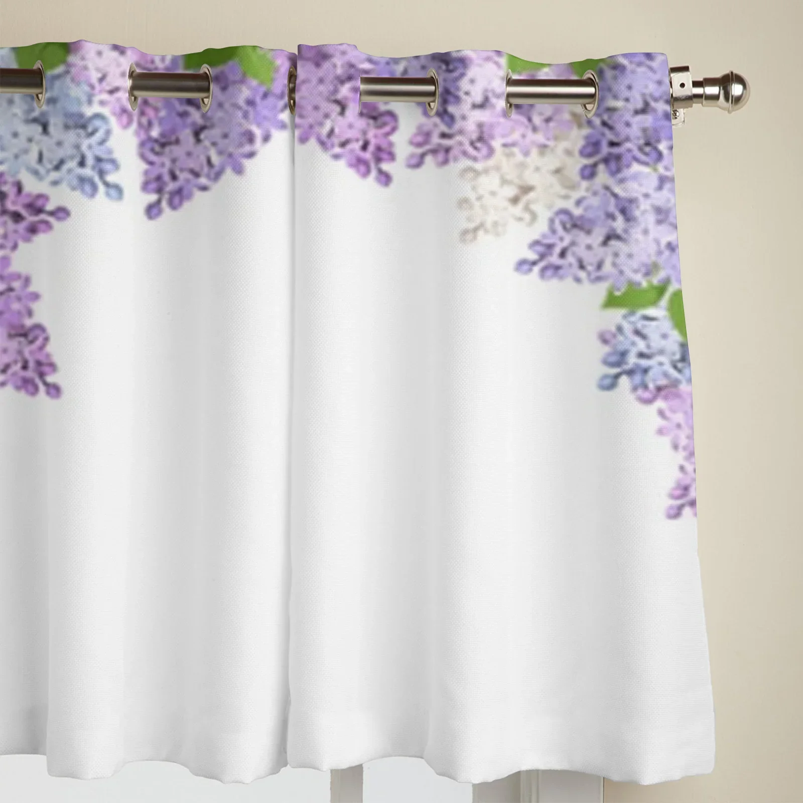 Purple And Blue Lilac Flowers Window Curtain For Living Room Bedroom Decoration Curtains Luxury Kitchen Valance Curtains