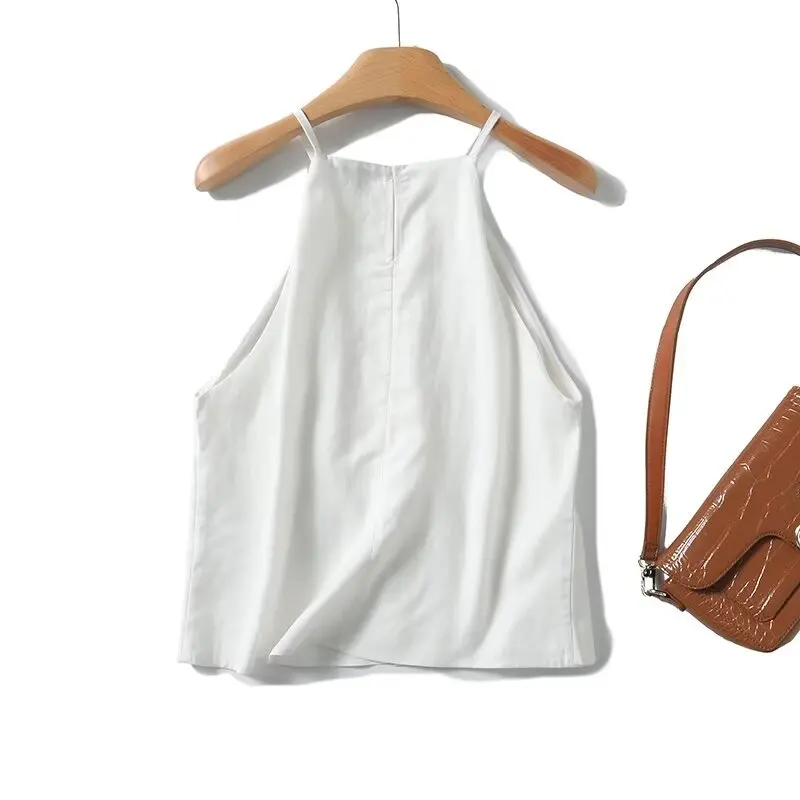 Maxdutti French Minimalist And Fashionable Women's Fashion Elegant Basic Shirt Summer Blouse Women Tops Suspender Shirt