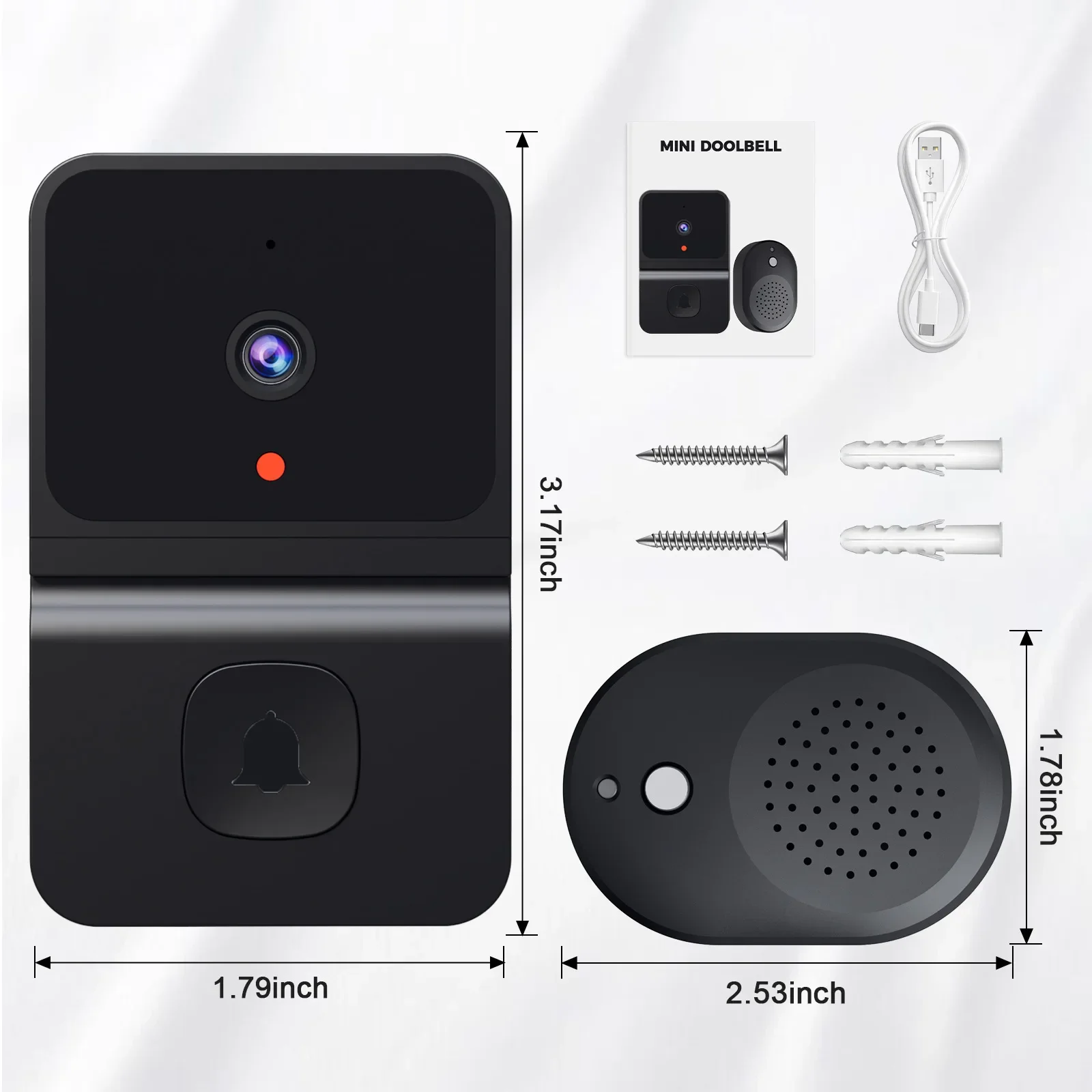 Sonnette sans fil Wi-Fi avec caméra HD extérieure, interphone vidéo à vision nocturne, changement vocal, moniteur domestique, sonnette de porte de sécurité