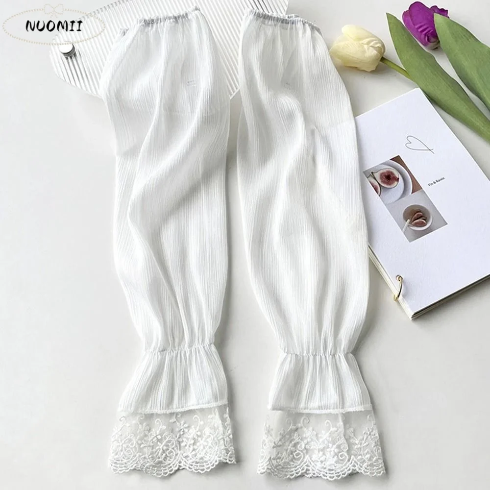 

Sweet Sun Protection Lace Sleeve Fingerless Polyester Long Arm Sleeves Breathable Hand Sleeves Summer Arm Cover Girls