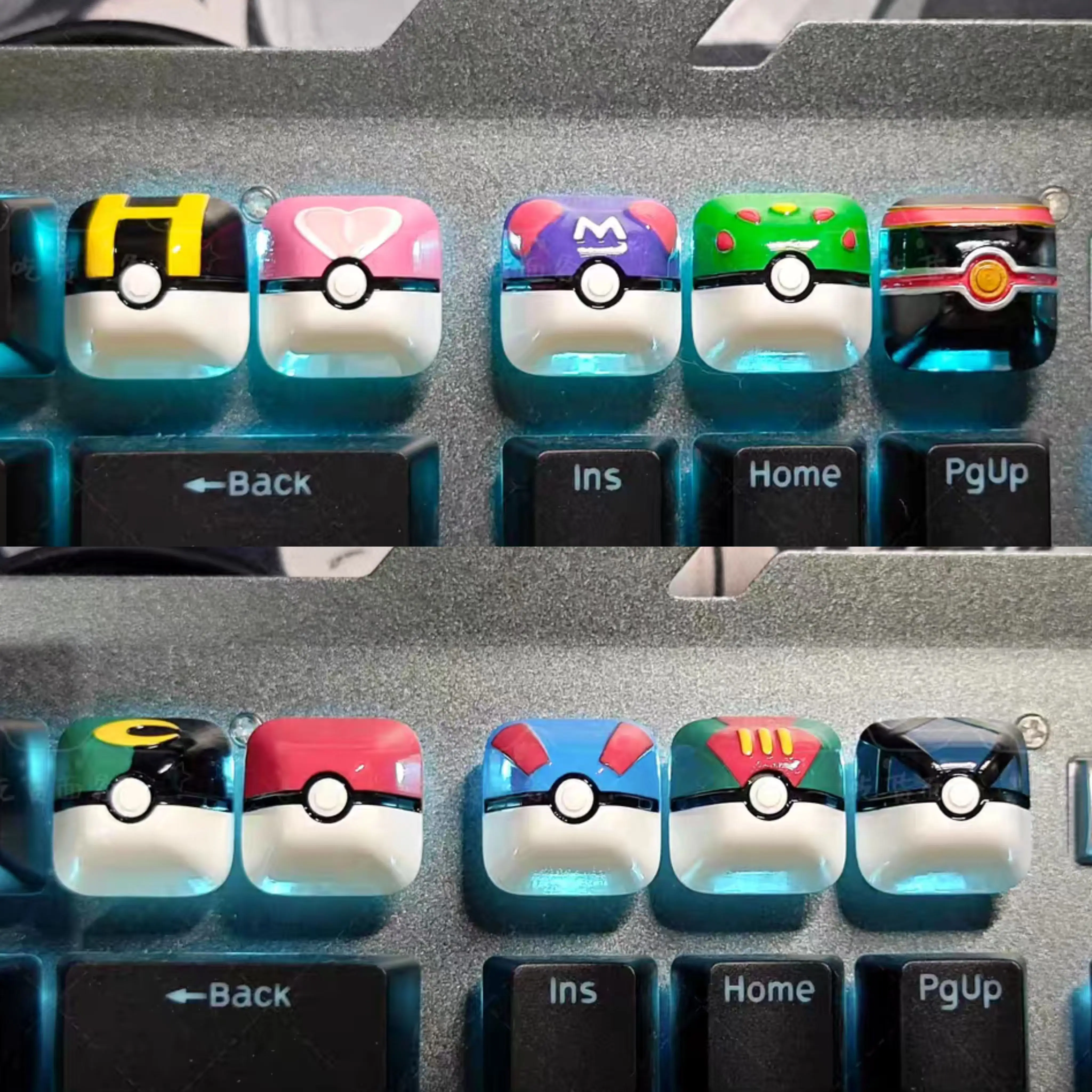 

Pokemon Anime Character Keycap Ball Pokeball Mechanical Keyboard Resin Transparent Keycap Friend Master Love Ultra Net Lure Ball