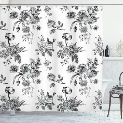 Victorian Shower Curtain,Ladies Clothes Fashion History Dress Handbag Feather Gloves Floral Design Baroque Bathroom Curtains Set