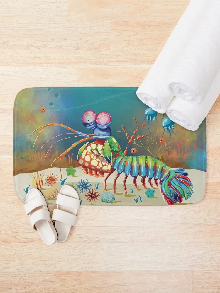 Peacock Mantis Shrimp Bath Mat DoorFor Entrance Door Absorbent Rug Set For Bathroom Mat