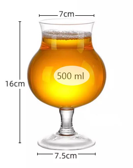 Tulip online celebrity craft mug 500 ml German draft beer mug wheat beer mug special wine glass for bar kitchen suds  wine