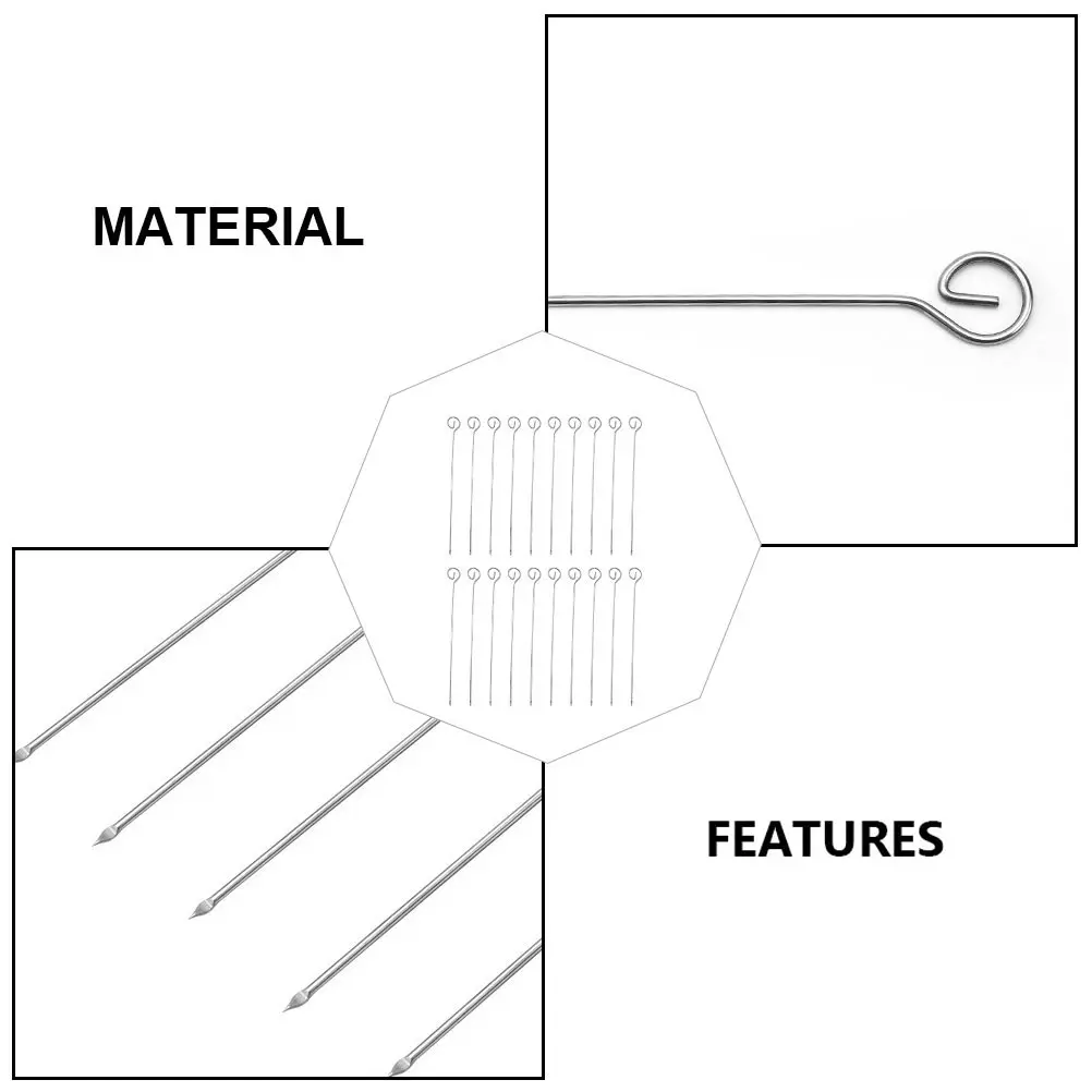 

20pcs BBQ Skewers Stainless Steel Meat Fork Sticks Grilling Tools Reusable Heat Resistant Durable Kitchen