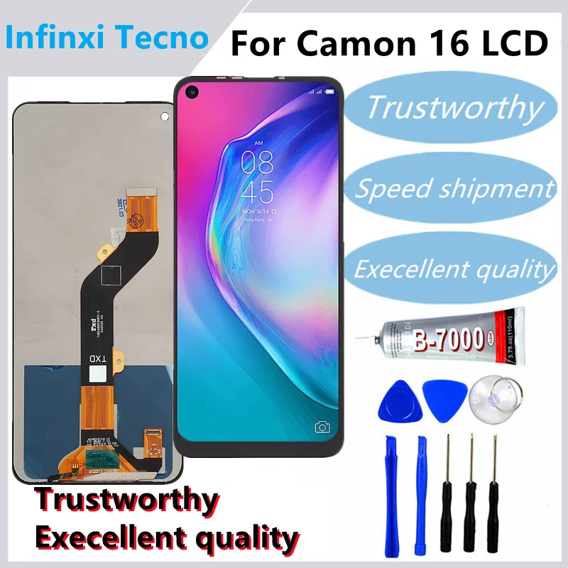 

Высококачественный черный 6,8 дюймов для Tecno Camon 16 CE7 LD 7 Spark 6 Hot 10 ЖК-дисплей