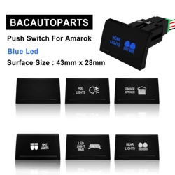 Interruptor de botón Led azul de 12V, grabado láser de encendido y apagado con Cable para Amarok VW Top Horinzontal Campers, accesorios de coche