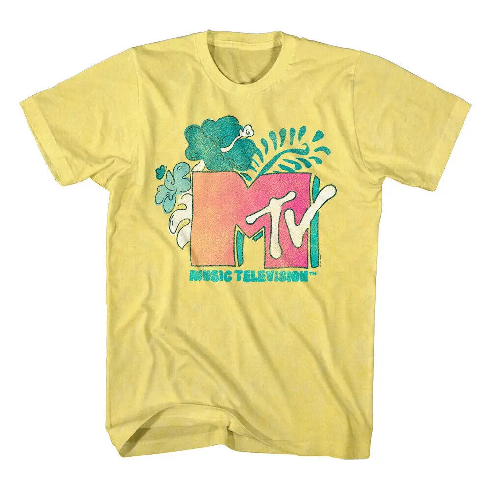 MTV Tropical Flowers Logo Men's T Shirt Spring Break Cancun Ident Music