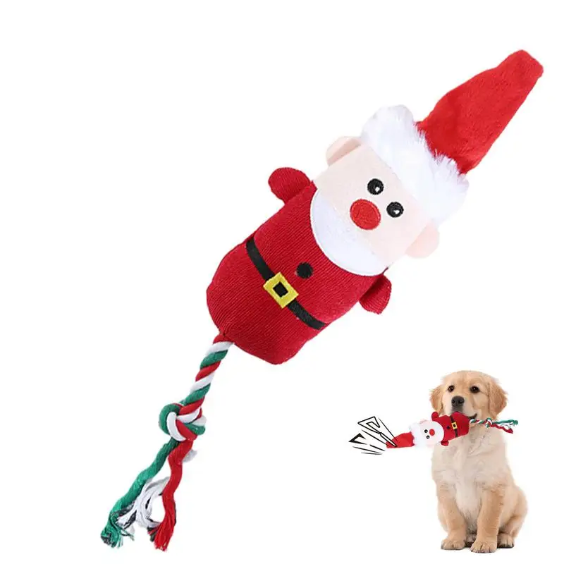Juguetes para la dentición de cachorros, juguete para masticar navideño para la dentición de cachorros con chirriador, juguetes de enriquecimiento para perros grandes de larga duración