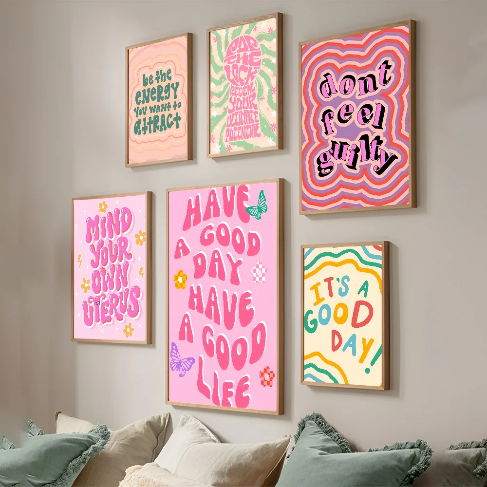 Positive groovy quote Poster DIY Sticky Poster Vintage Room Bar Cafe Decor Home Decor