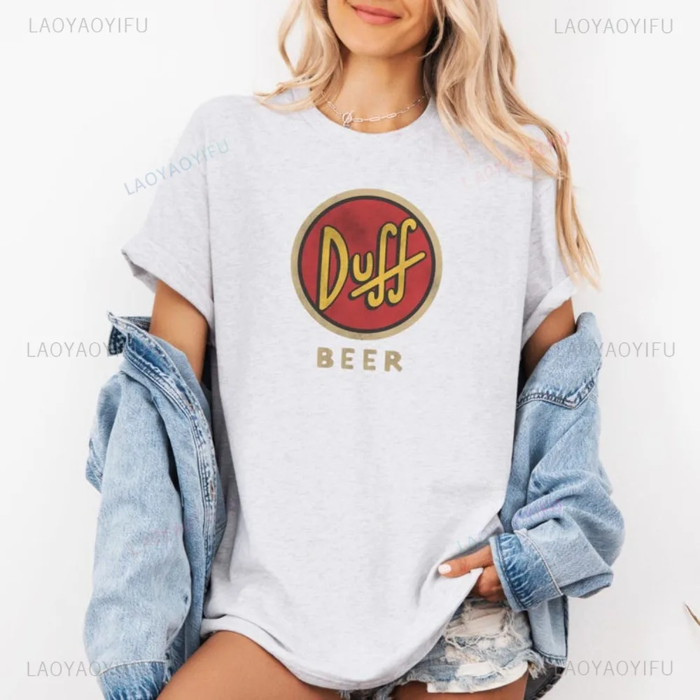 

Ретро мультфильм The Simpsons Duff Beer Logo Графическая футболка для фанатов Повседневная модная свободная мужская футболка с коротким рукавом в стиле Харадзюку Футболка в стиле хип-хоп