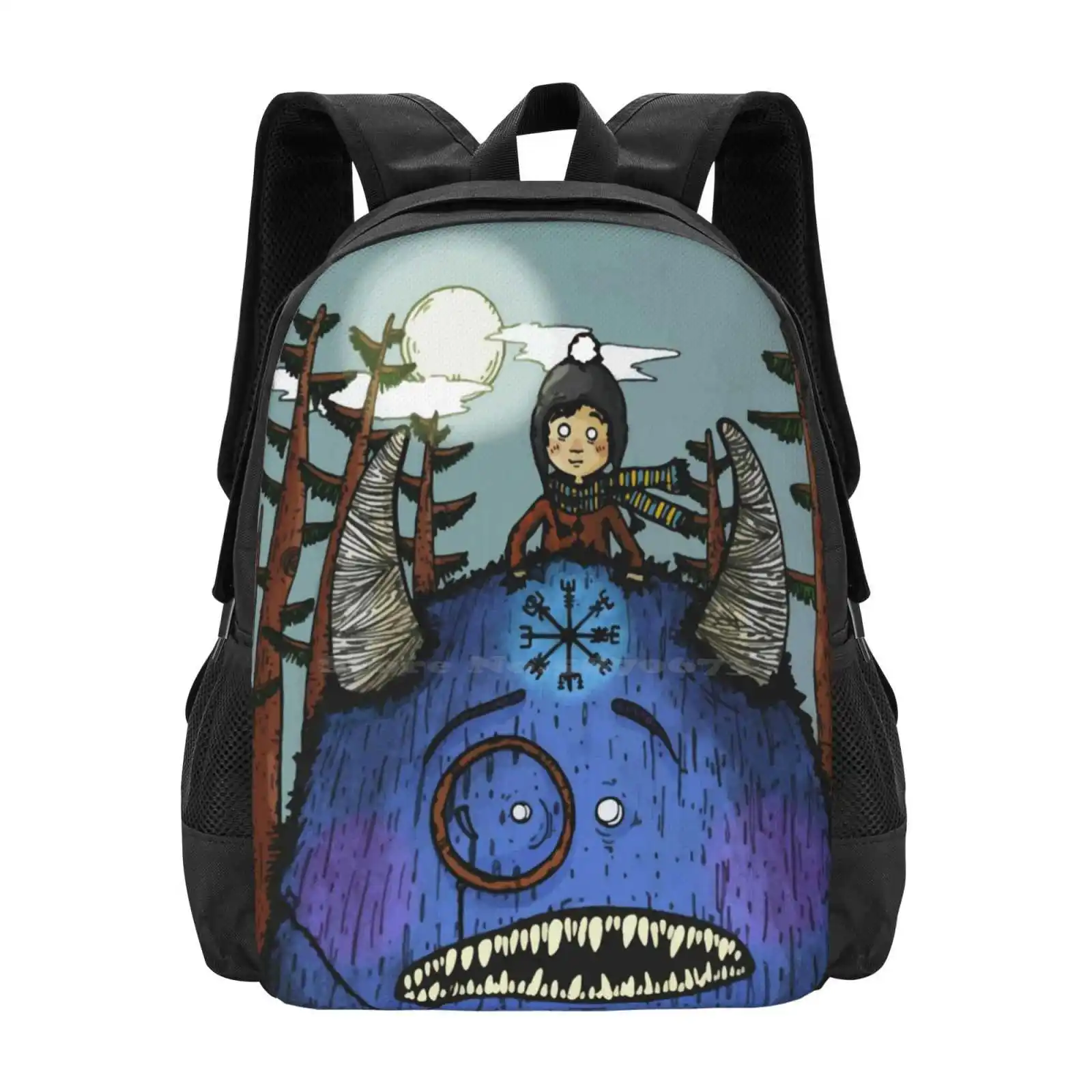 Drive Me Wild Hot Sale Backpack Fashion Bags Dream Blue Creatures Surrealism Macabre Cute Aurora Kids Fairytail Colorful Travel