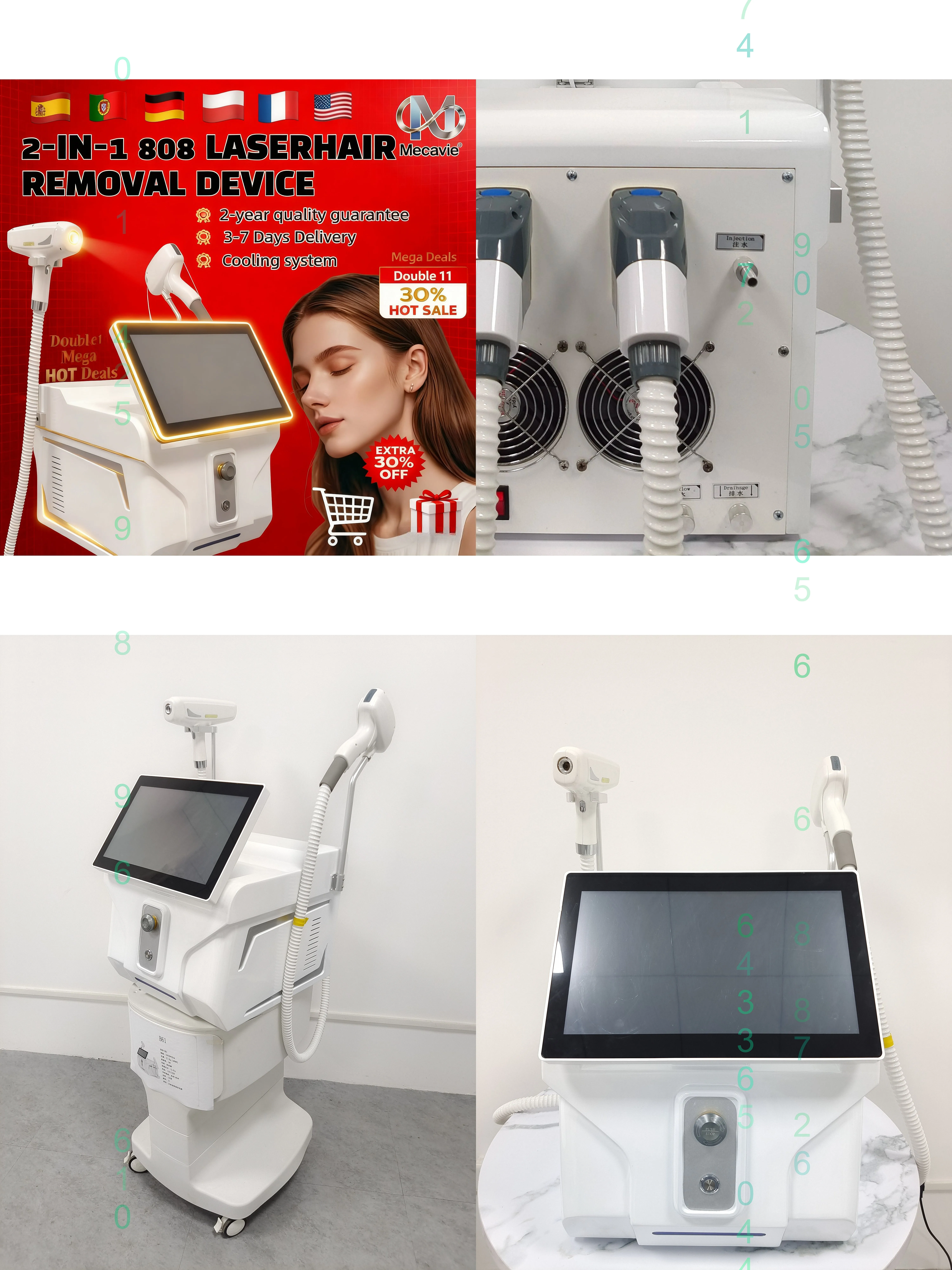 2 in 1 Q Switch Nd Yag Picosecond Laser Tattoo Removal Pigment Removal Diode Laser Hair Removal Ice Machine Chloasma Salon