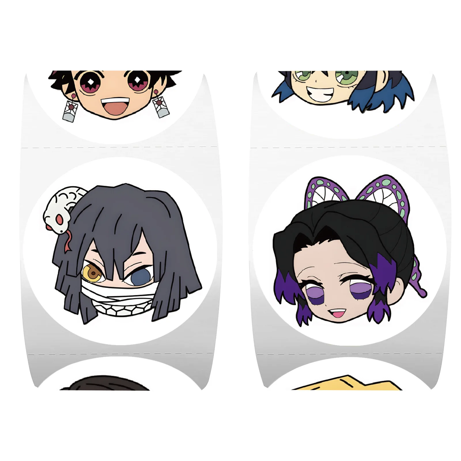 

500pcs/Roll Kawaii Demon Slayer DIY Cartoon Stickers Anime Seal Label Decorative Cartoon Kids Party Candy Rolls Stickers Toys