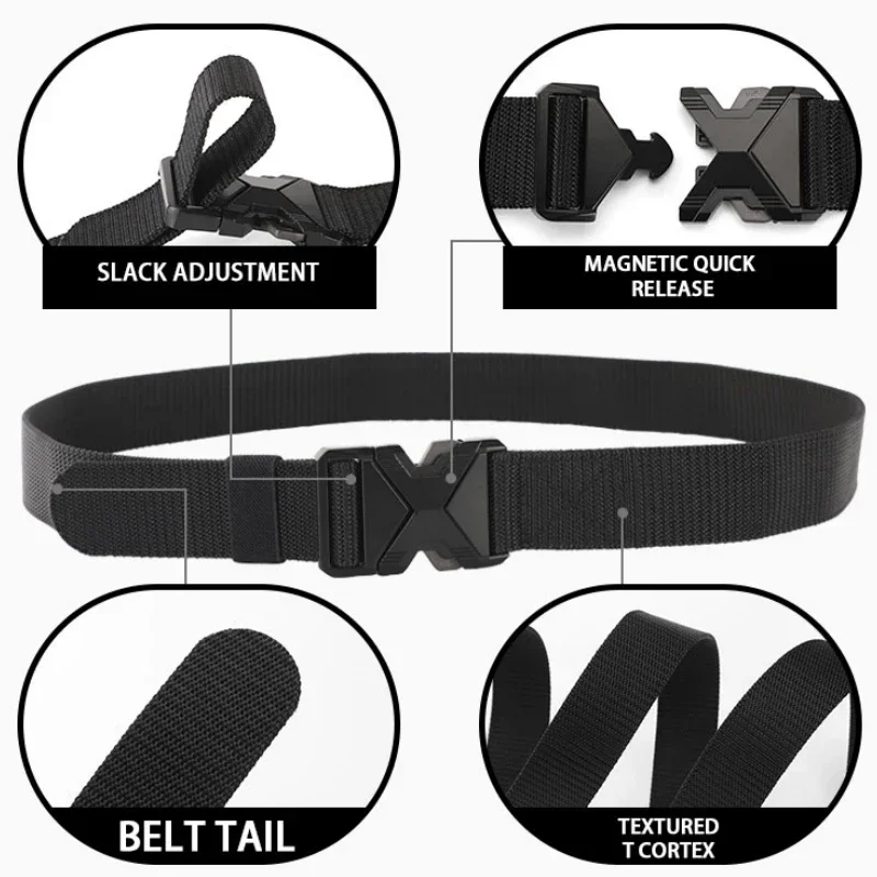 The New Men\'s 125cm Buckle Belt Nylon Braided Lightweight Breathable Daily Commuter Men\'s Belt