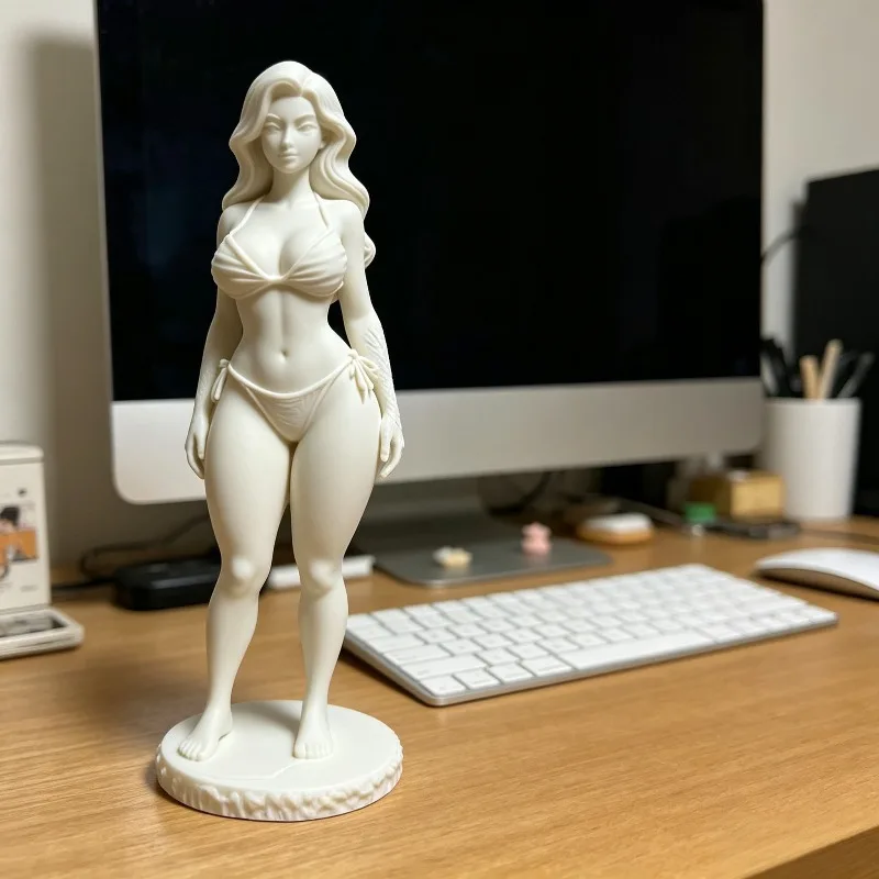 3D‑Printed Curly‑Hair Female Art Sculpture Small Resin Desktop Ornament Elegant Lady Statue Home Bedroom Office Decoration - view 4