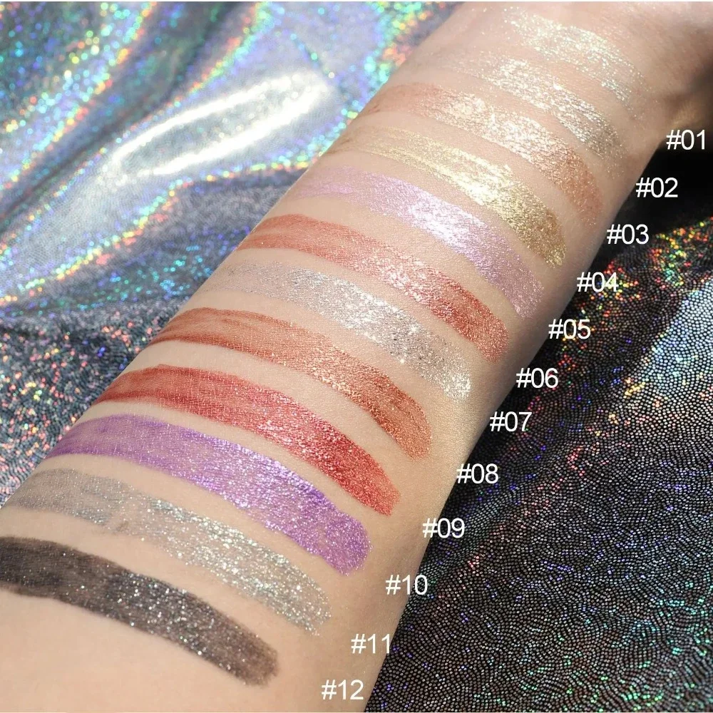 쉬머 글리터 아이 섀도우 형광펜 단일 컬러 다이아몬드 진주 빛 액체 아이 섀도우 메이크업 여성 화장품 12 스타일 2023New