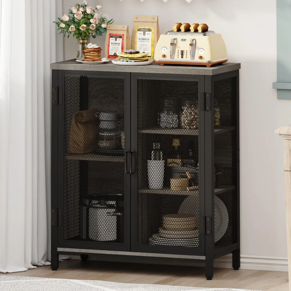 

Small Coffee Bar Cabinet for Liquor, Farmhouse Storage Cabinet with Doors, Wood Sideboard Buffet Cabinets for Home Kitchen