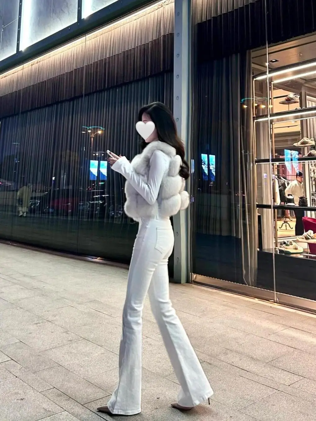 

White Slimming Micro-flared Denim Pants Long Legs Godd Sle High Waist Wide Leg Casual Autumn Zipper Pure Color Jeans
