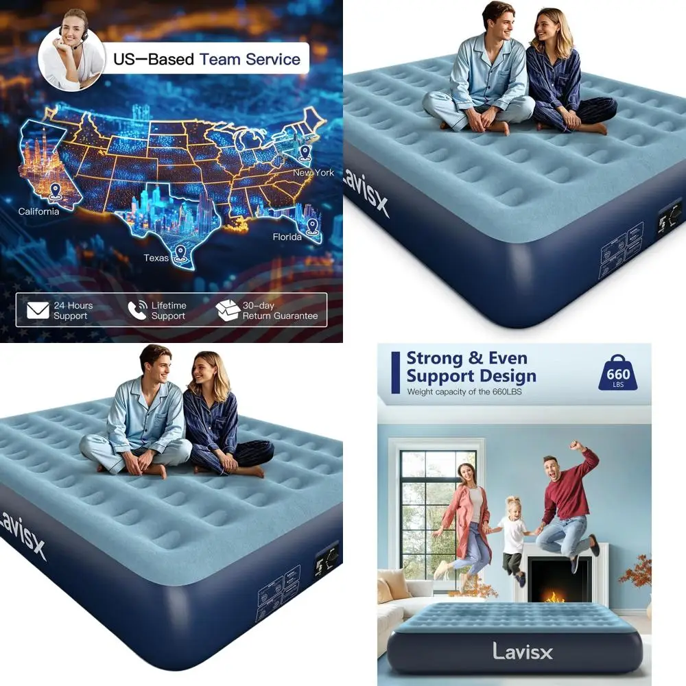 

Самонадувающийся надувной матрас Queen 13 с насосом, 3-минутная установка, портативный для гостей и домашнего использования