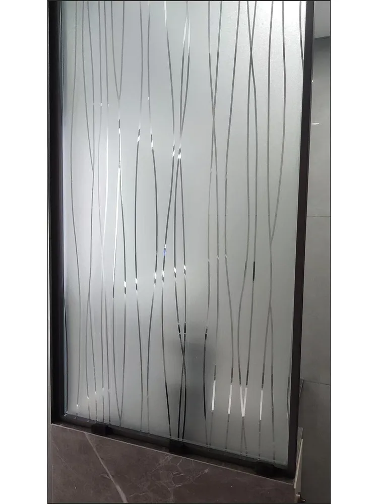 Striped Pattern Privacy Window Film Translucent Static Cling Removable for Office Bathroom Glass