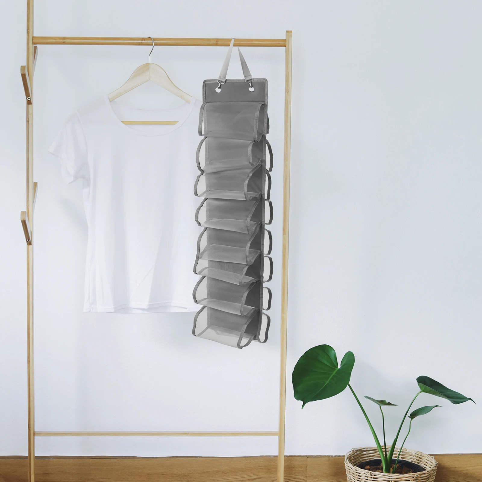 

16PCS Yoga Pants Hanging Bag Gray Heavy Duty Closet ganizer Wall Mounted Storage Pouch Door Shoe Leggings Holder Cloth