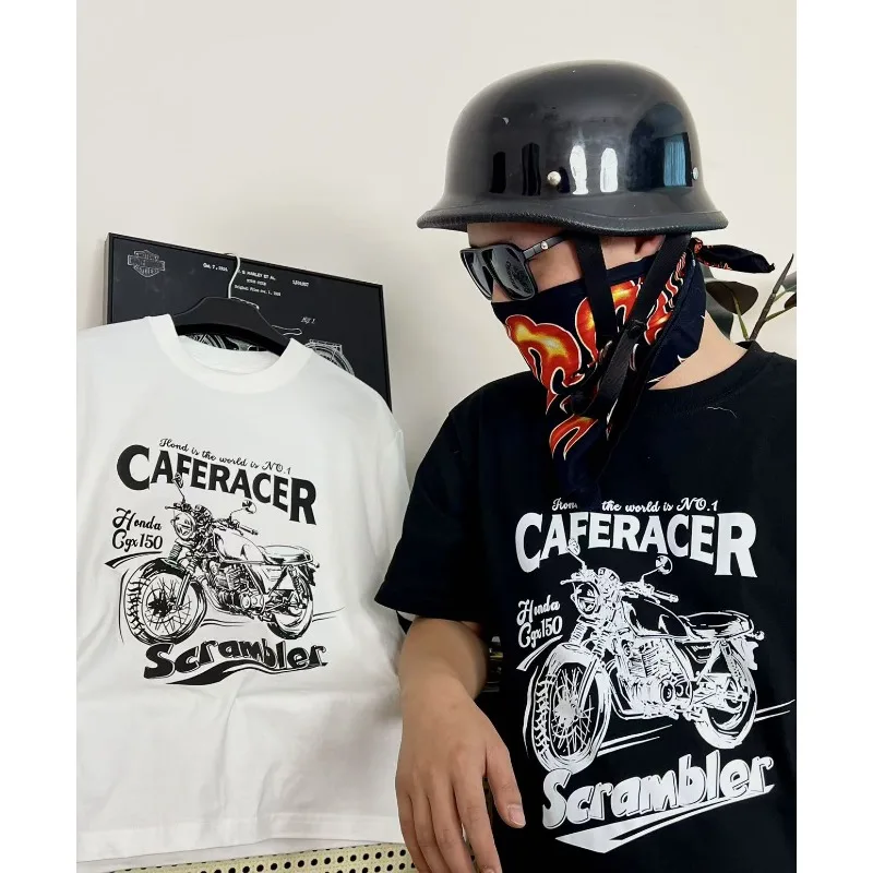 

Honda Cgx150, The World's Number One Motorcycle, An American Retro Motorcycle, with A Loose Short-sleeved Round Neck for Bothmen