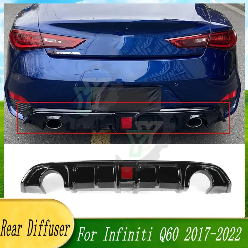 

Car Accessories Rear Bumper Diffuser Spoiler with Indicator Light Posterior Lip Body Kit For Infiniti Q60 2017 2018 19 20 21 22