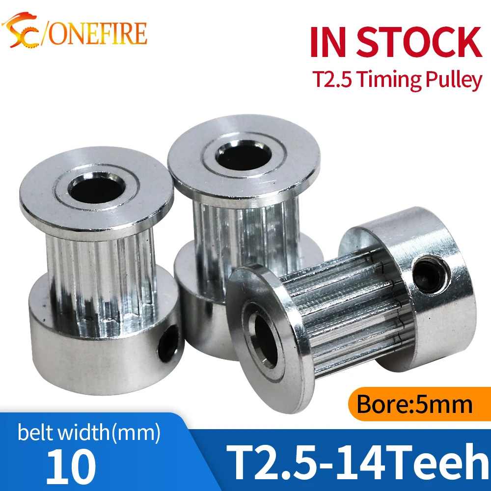 3D printer pulley T2.5 14 teeth bore 5mm T2.5 14 teeth timing pulley fit for T2.5 belt width 10mm