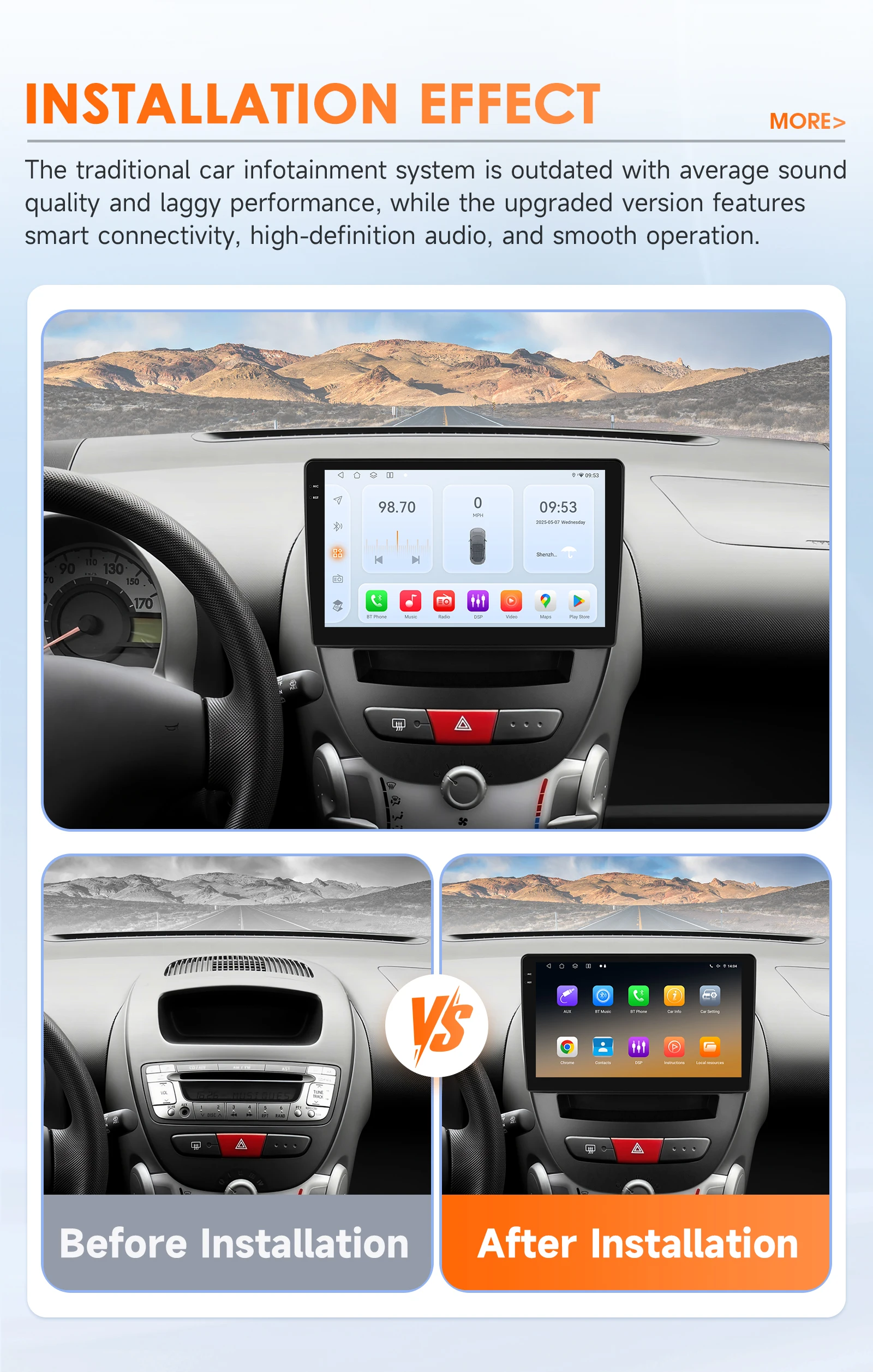 2din Carplay Android 14 Autoradio für Peugeot 107 Toyota Aygo Citroen C1 2005-2014 Multimedia-Player 6115 Autoradio GPS 360 Kamera – Detail 5