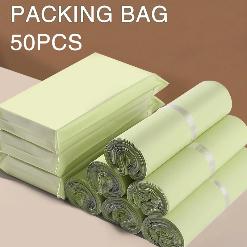 50 PCS/Set Express Bag Packing Bag Thickened Cream apricot Clothing Mail Waterproof Packing Bag Logistics Packing Bag