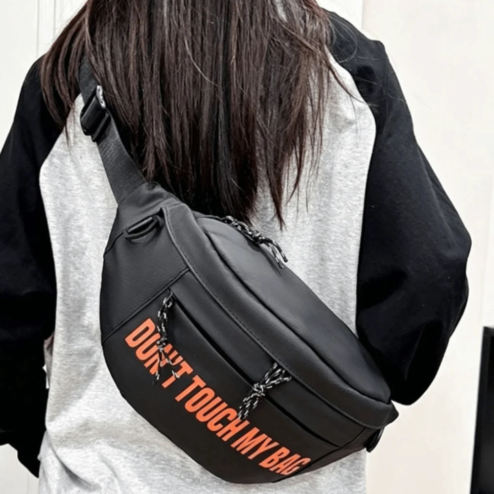 Multifunctional Cycling Crossbody Bag Oxford Cloth Letter Men's Chest Bag Water Resistant Streetwear Large Capacity Waist Bag