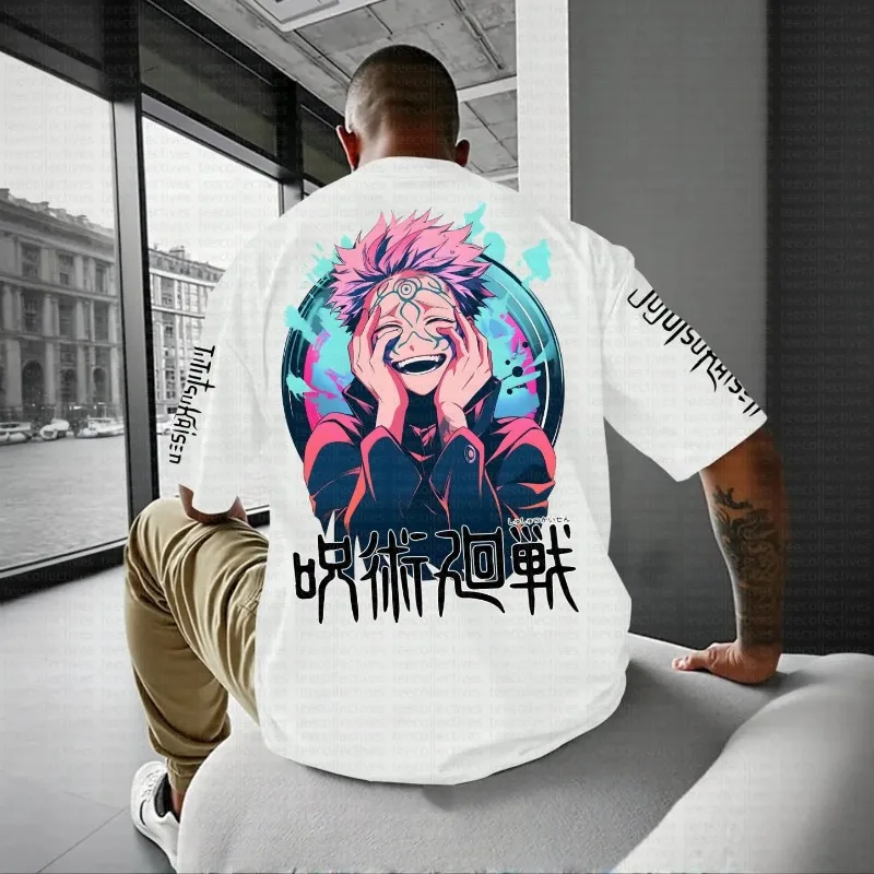 Jujutsu Kaisen Anime Harajuku camiseta de verano para hombre 2025 ropa de calle Retro de gran tamaño para mujer Casual suelta manga corta Tops Unisex