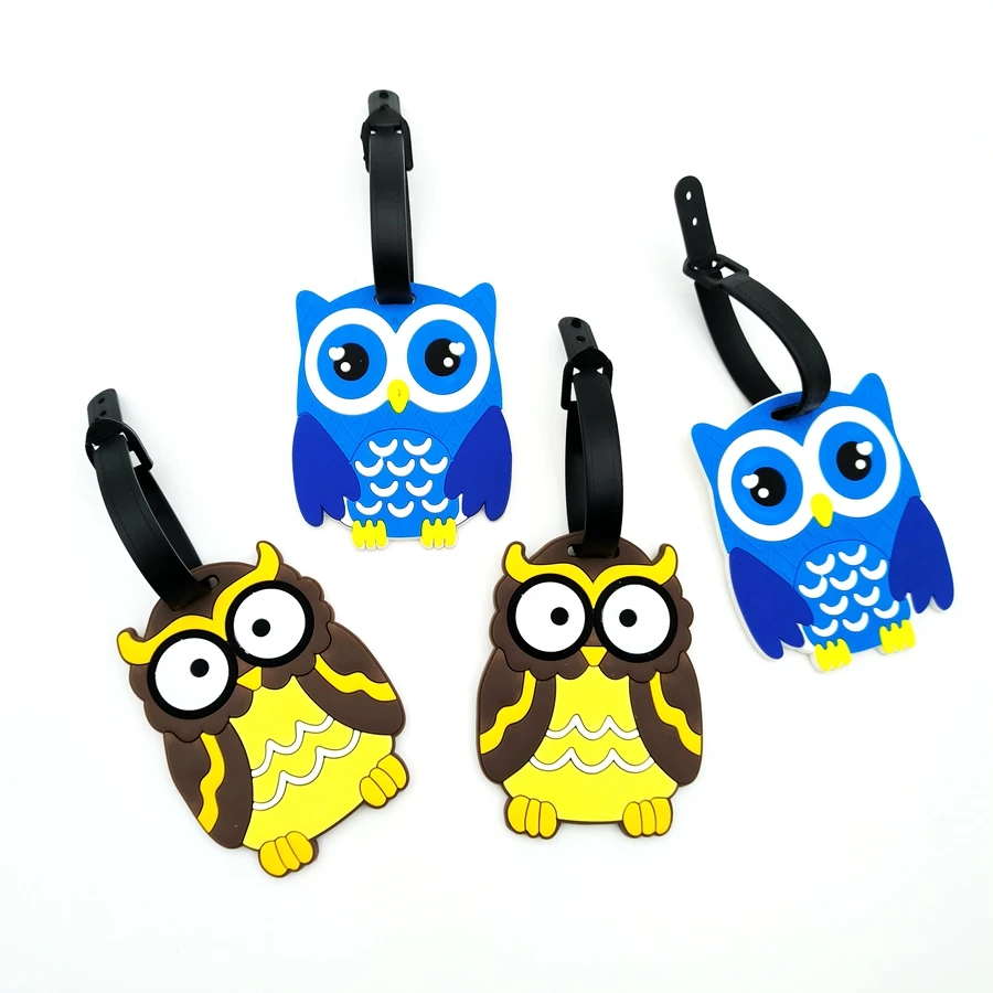 1pc/2pcs Cute design owl luggage tag for business travel, airport anti loss ID, essential tag for going out to work, unisex