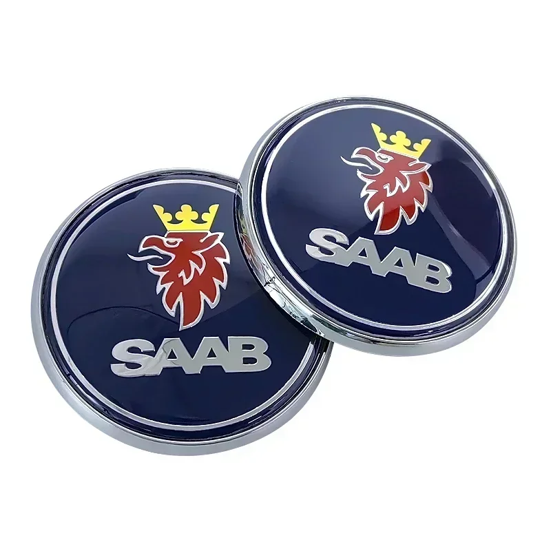 68mm Car SAAB Front Hood Bonnet Logo Rear Trunk Boot Badge Emblem For SAAB 9 3 9 5 9-3 9-5 Sticker Accessories