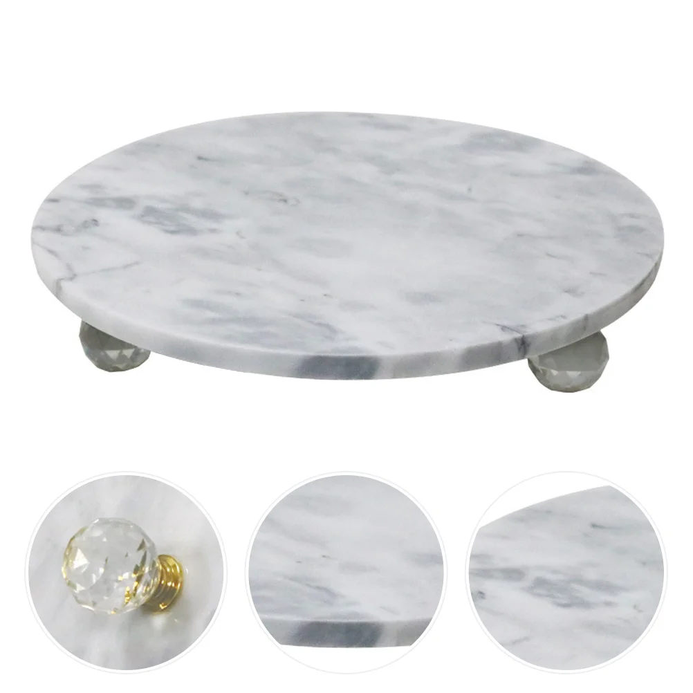 

Marble Tray Elegant Round Fruit Tray Multi-Function Dessert Display Jewelry Holder Decorative Household Supply