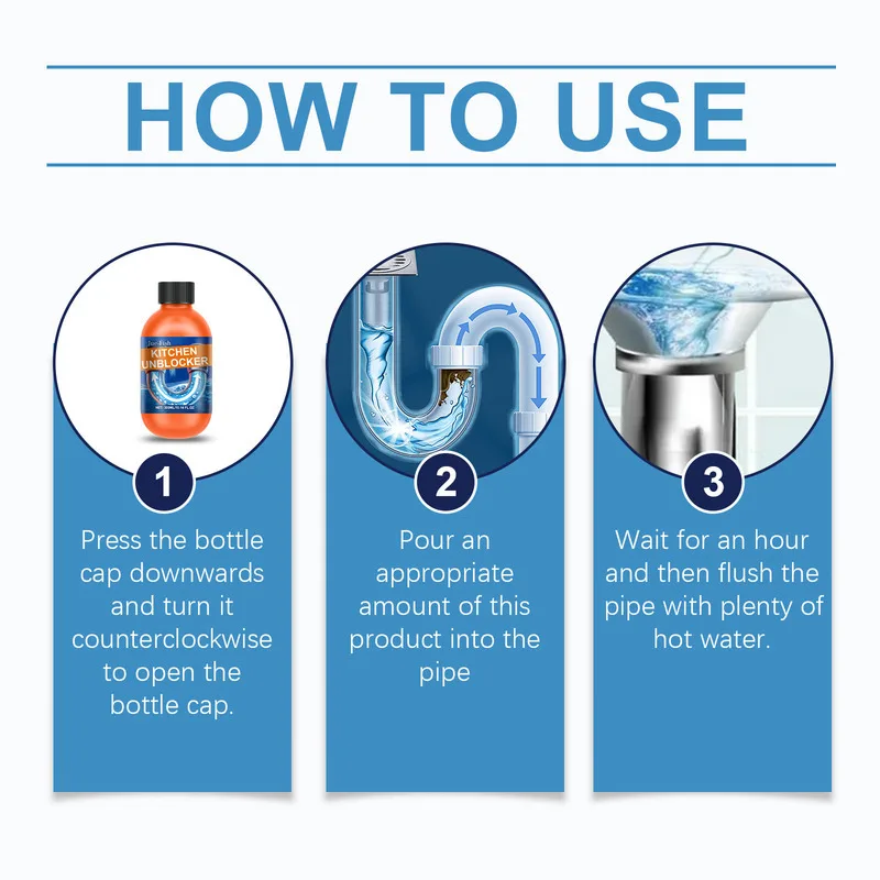 Pipe Sink Drain Cleaner Isopropyl Alcohol Surfactant Emulsifies Disperses Clogs Improves Dredging Effect Neutralizes Acids