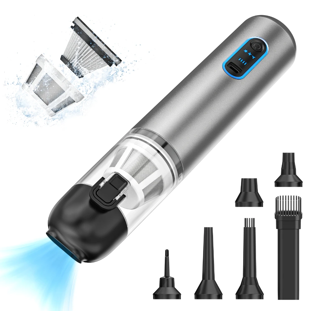 Hand-hled Type c Rechargeable 3 Gears Vacuum Cleaner  Car Household air duster  Multi Function 7500 MAh High Pressure  Suction