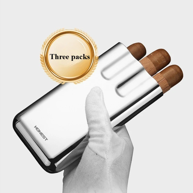 

Диаметр 25 мм, тройная трубка для сигар, трубка для увлажнения сигар из натуральной кожи из нержавеющей стали, портативный набор сигар, подарок для сигарет