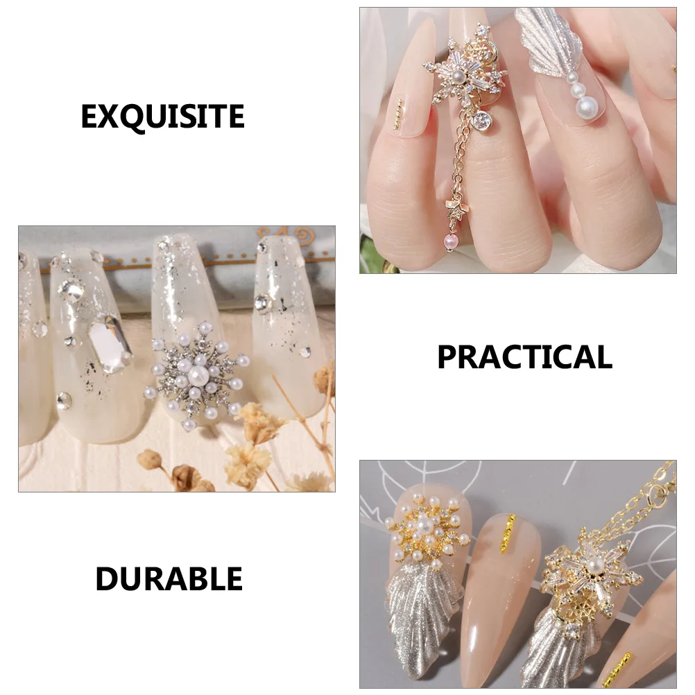 

4Pcs Snowflake Nail Charms Creative Alloy Decorative Jewelry DIY Nail Art Xmas Accessories Rhinestones Manicure Charms