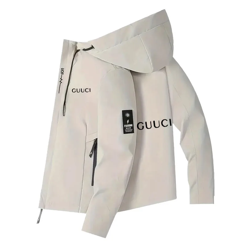 Jaqueta esportiva masculina com capuz, estilo novo e moderno para atividades ao ar livre na primavera/outono, à prova de vento e resistente à água.