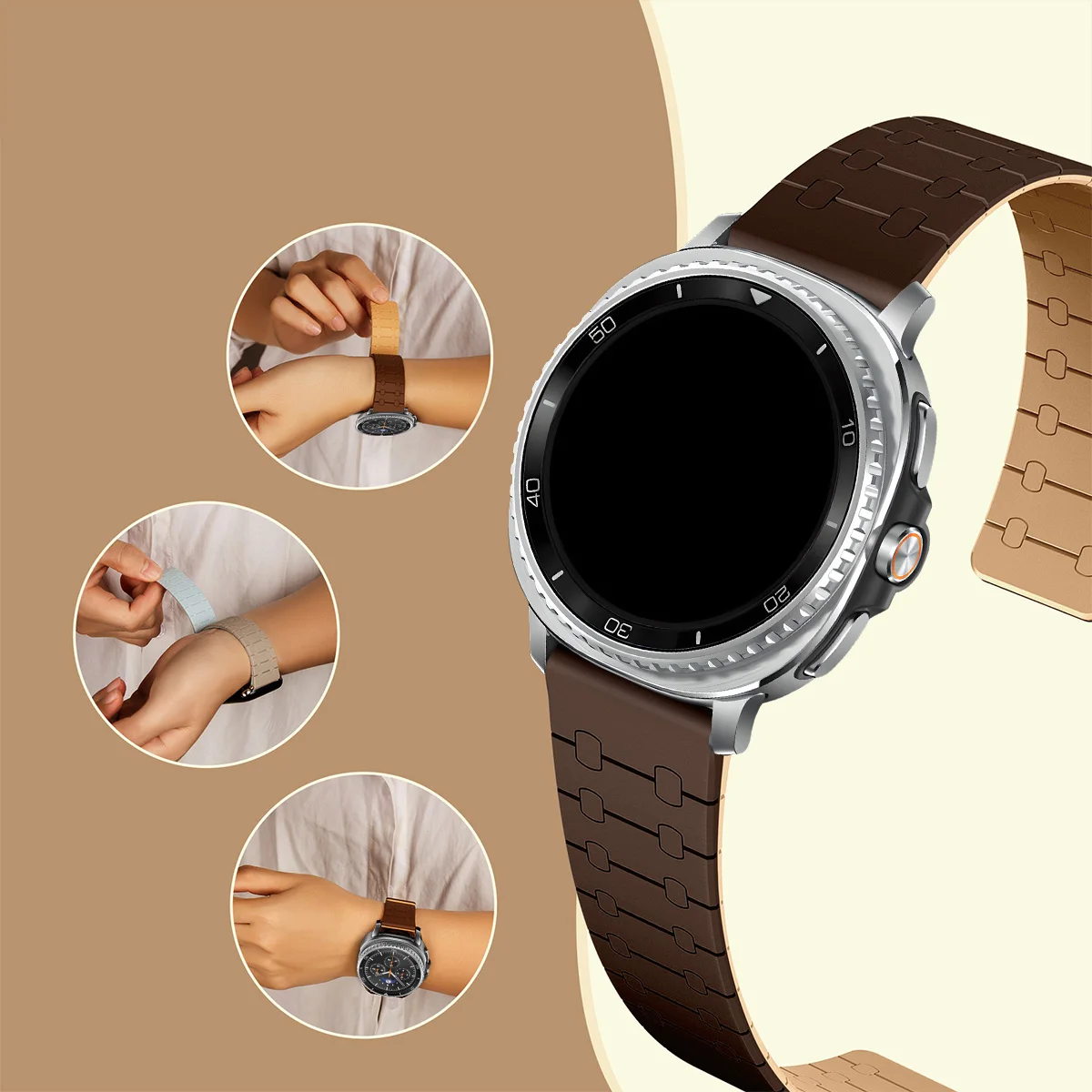 Magnetic band for Samsung galaxy watch 8 40 44mm/8 classic Silicone bracelet two color for samsung galaxy ultra2025/7 47mm strap