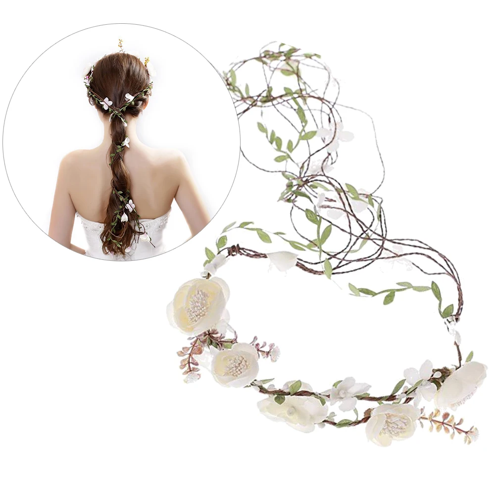

Adjustable Artificial Floral Crown Headband Floral Headband Bridal Wedding Crown Hair Accessory For Photography