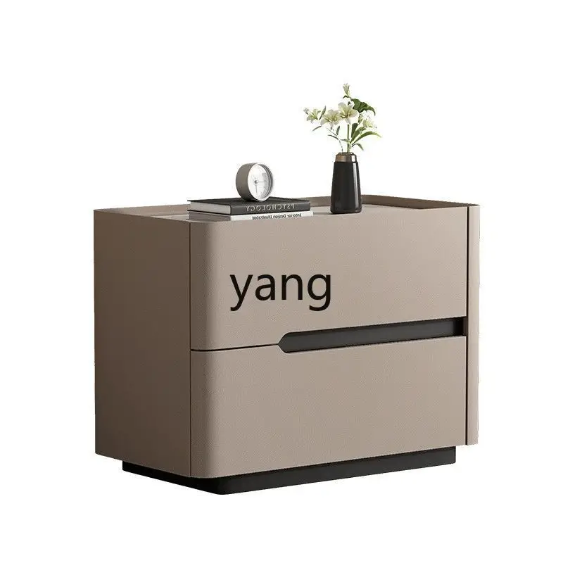 

LH cream style light luxury modern simple rock slab bedside table solid wood floor model