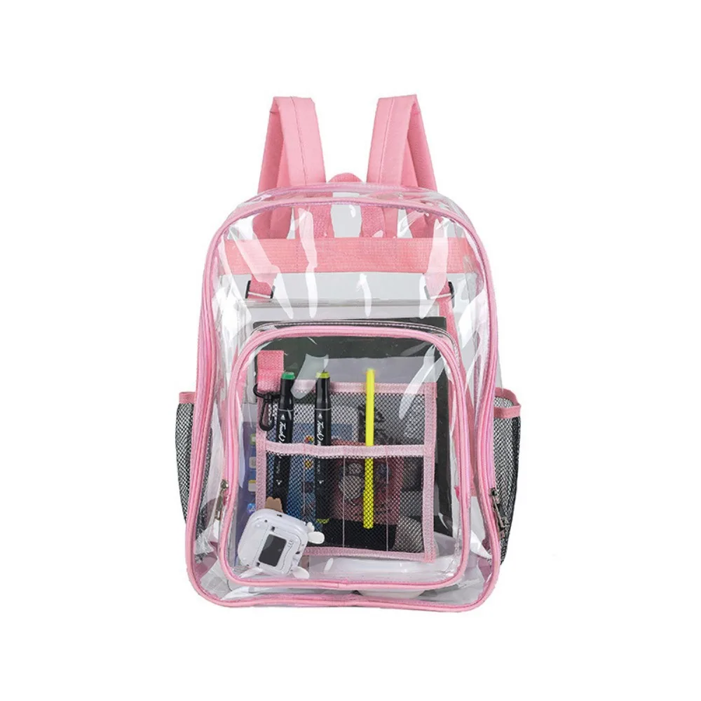 

Casual PVC Transparent Backpack Large Capacity Waterproof Students School Bag Multi-pockets Travel Bag Clear Shoulder Bag School